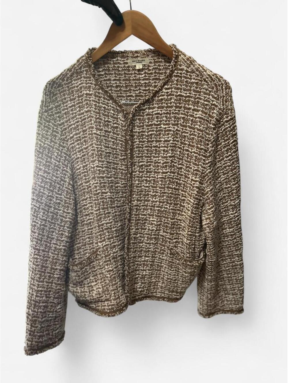 Max Studio brown & cream tweed jacket Size L #tweed #workwear